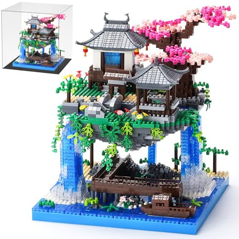 CAXIMSY Cherry Blossom Bonsai Tree Architecture Building Block Sets Age 6+ With Display Box Chinese Peach Blossom Micro Mini Treehouse Building Model Toy Gift for Kids Adults 3300 pieces