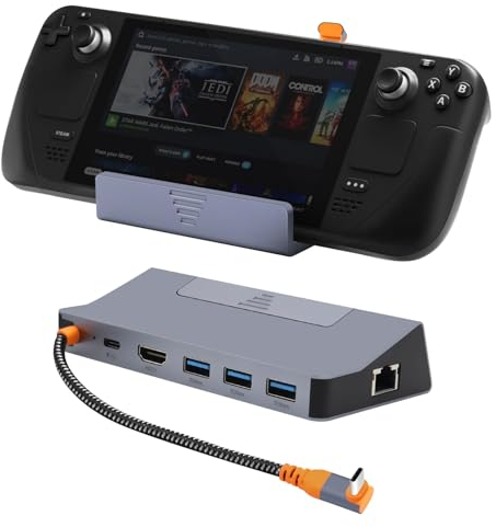 Steam Deck Docking Station, 6 in 1 Steam Deck Dock con HDMI 4K@60Hz, Gigabit Ethernet, 100W, Docking Station compatibile con Switch, MacBook Pro, iPad Pro, Mate P40.