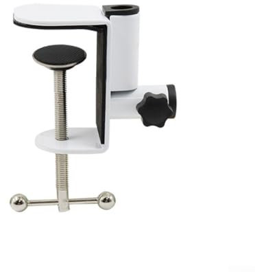 Morsetto per lampada da scrivania, 1 morsetto per montaggio a tavolo a forma di C, supporto per lampada da scrivania con ingrandimento oscillante, microfono fotocamera (bianco)