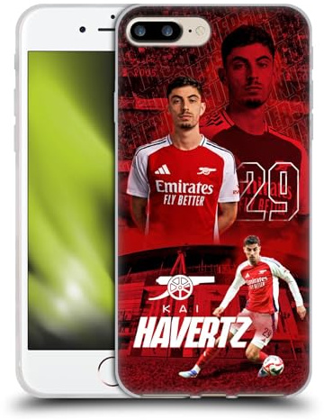 Head Case Designs Offizielle Arsenal FC Kai Havertz 2024/25 Erstes Team Gelhülle [Militärischer Schutzgrad] Kompatibel Mit Apple iPhone 7 Plus/iPhone 8 Plus Und Kompatibel Mit MagSafe