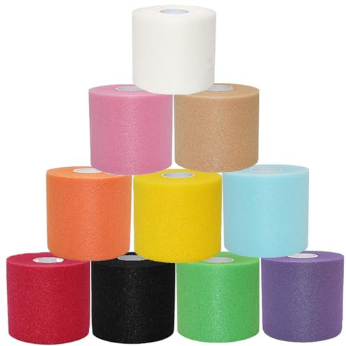 Lawnrden Pre-Wrap Athletic Tape, 10 Roll Foam Underwrap Tape, Sport Foam Underwrap Bandage Athletic Foam Tape, 33-Fuß