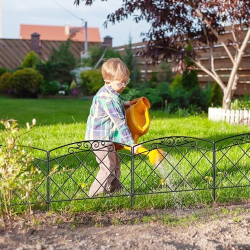 ARIFARO Dekorativer Gartenzaun 60cm H X 56cm B 5 Paneele Kein Graben Tierbarriere-Zaun, Haustierzaun Rostfreies Metallgitter-Panel-Begrenzung für Hunde, Kaninchen und Terrasse.