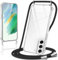 Coiwxmoi Handykette Handyhülle für Samsung Galaxy S21 FE 5G Hülle mit Band 6.4,Transparent Case mit Kette Abnehmbar zum Umhängen Kordel Schutzhülle,Weich Silikon TPU Stoßfest Cover,Schwarz