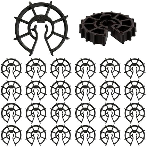 Bamyli 100 Pièces Cales D'armatures 15 mm, Fixation Verticale Accessoire de Coffrage à Clipser en Plastique Dalle Armé Ferraillage pour Fer à Béton de Diamètre 6 à 12 Enrobage (15mm)