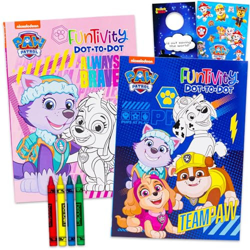 Paw Patrol Punkt-zu-Punkt-Malbuch-Set – Bündel mit 2 Paw Patrol Connect-the-Dot-Malbüchern plus Aufklebern, Buntstiften und mehr, Paw Patrol Aktivitätsbuch-Set
