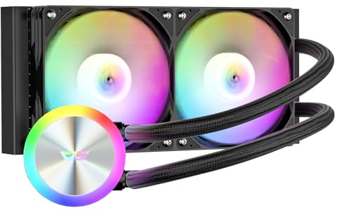 darkFlash DG240 All-in-one Liquid CPU Cooler, High-Performance Pump, ARGB Sync, PWM Daisy Chain Connection Fans, AIO Cooler Compatible with Intel 1851/1700, AMD AM4/AM5 (Black, 240mm AIO)