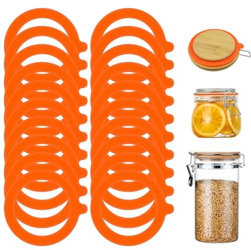 20 Pcs Silicone Jar Seals Gaskets Replacement,Rubber Gasket for Sealing Cans,Jar Seals Replacement for Kilner,Replacement Silicone Gasket for Mason Jar