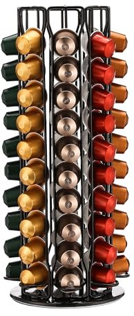 Behave Porte-capsules - Pivotant à 360° - Porte-gobelet - Noir - Convient pour 80 capsules Nespresso