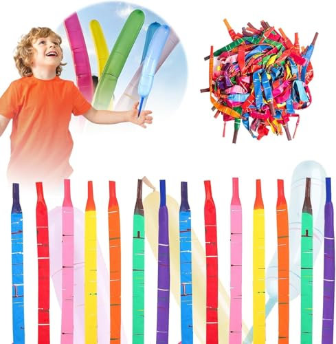 Rocket Balloons 100-Pack with Pump, Whistling Flying Party Balloons, Assorted Colors, Outdoor Kids Toys for Birthdays & Events Party Decoration