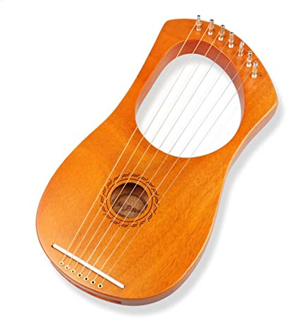 Tragbare Harfe 7 Stahlsaiten Holz Leier Harfe Antike Griechenland Stil Leier mit Stimmschlüssel, extra Saitensatz und Gigbag