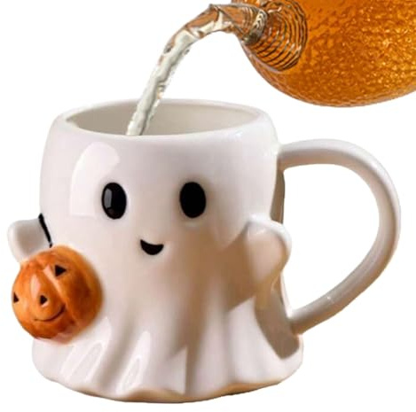 Genérico Taza De Café De Halloween,Vaso Fantasma Halloween Bonito | Vaso Cerámico Con Asa Para Bebidas Estéticas Para Cocina Hogar Niños Adultos Mujeres Navidad