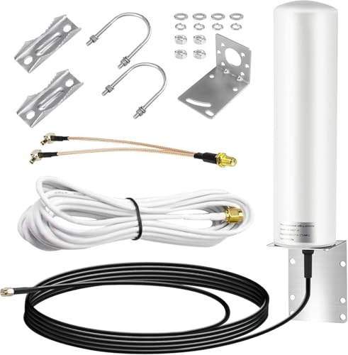 4G 5G Antenna LTE Signal Booster Outdoor, 2X2 MIMO 700-6000MHz, Up to 4.5 dBi Cellular External Antenna for 4G LTE 5G Router Modem, TS9 SMA CRC9 Adapter, Long Range Signal Reception
