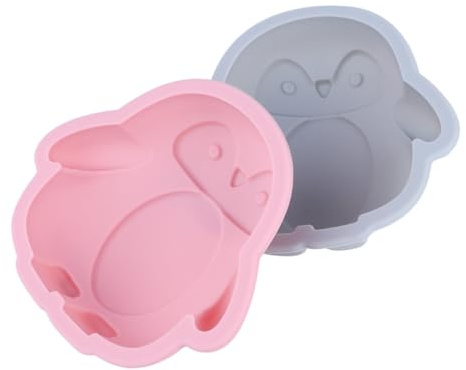 VANZACK 2 Stück Silikon Kuchenform Pinguin form Cartoon Backform Lebensmittelecht Antihaft Geeignet Für Pudding Jelly Kuchen Desserts Zufällige Farbe Zufällige Farbe