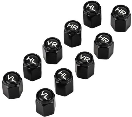 Ventilkappen Auto, Metal Autoventil Kappe(Schwarz-Weiß, 1cm*12) | Aluminium Ventilkappen mit Beschriftung Reifenventilkappen, Car Tyre Valve Caps Covers