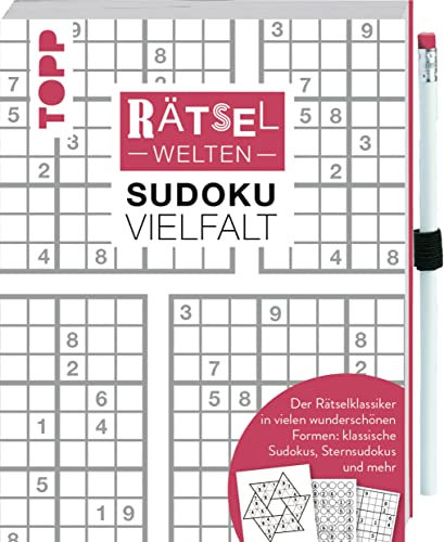 Rätselwelten – Sudoku Vielfalt | Der Rätselklassiker in vielen wunderschönen Formen: klassische Sudokus, Sternsudokus und mehr: Inkl. farbig passendem Stift zum direkt Losrätseln