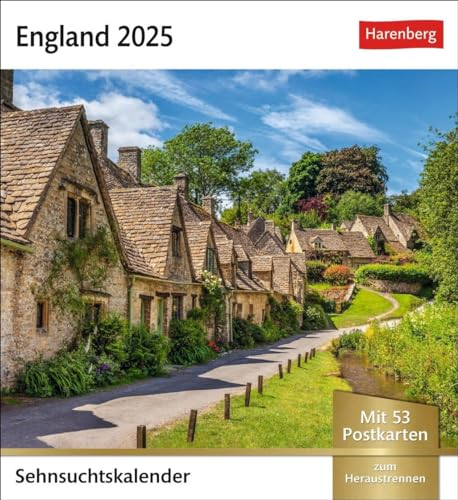 England Sehnsuchtskalender 2025 - Wochenkalender mit 53 Postkarten: Fernweh in einem Foto-Kalender zum Aufstellen. Die schönsten Landschaften Englands ... zum Aufhängen (Sehnsuchtskalender Harenberg)