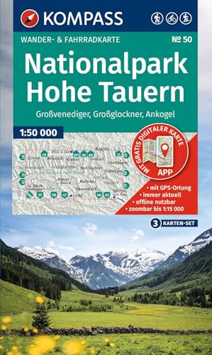 KOMPASS Wanderkarten-Set 50 Nationalpark Hohe Tauern, Großvenediger, Großglockner, Ankogel (3 Karten) 1:50.000: inklusive Karte zur offline Verwendung in der KOMPASS-App. Fahrradfahren. Skitouren.