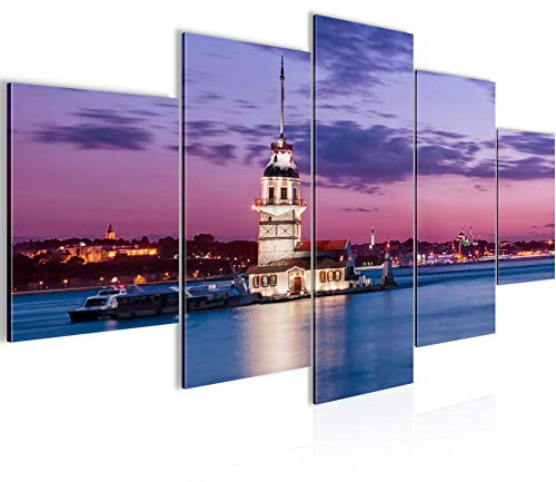 Runa Art - Bilder Istanbul Türkei 200 x 100 cm 5 Teilig XXL Wanddekoration Design Blau 604851b
