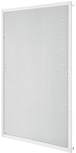 Juskys Moustiquaire avec cadre en aluminium - protection contre les insectes et les moustiques pour les fenêtres suspendues - moustiquaire résistante aux UV- blanc, 100x120cm