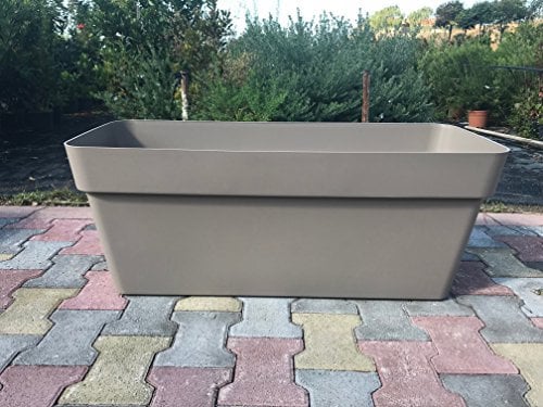 FIORIERA FIORIERE VASO RETTANGOLARE plastica forte 60 CM Colore Avana Modello Cleo AMDGarden