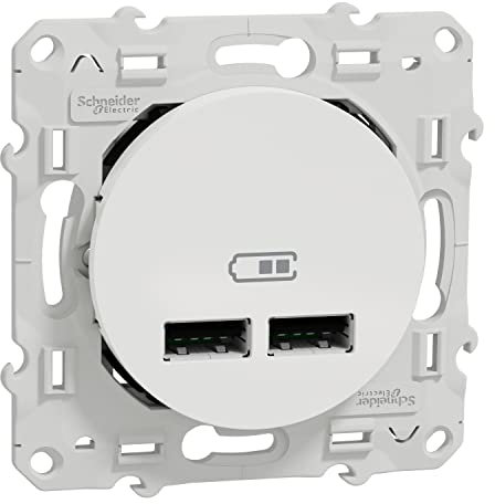 Schneider Electric - Odace - double chargeur usb 2.1 A - blanc - S520407