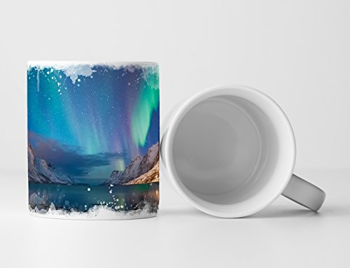 Eau Zone Fotokunst Tasse Geschenk Landschaftsfotografie – Polarlichter über Norwegen