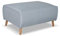 DOMO. collection Polsterhocker Jules FK mit Federkern und Holzfüßen, Sofa Hocker, Beistellhocker, Sitzhocker, 97 x 66 x 47 cm (BxTxH), in hellblau