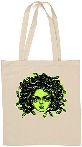 Green Mythical Medusa Greek Gods Einkaufstasche aus natürlicher Baumwolle