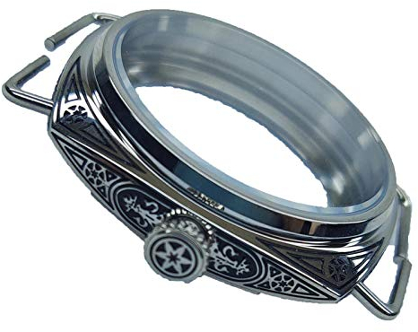 SHEAWA Ersatz-Uhrengehäuse aus Edelstahl, geschnitzt, Handaufzug, poliert, für ETA 6497/6498 Uhrwerk, 45 mm, 316L