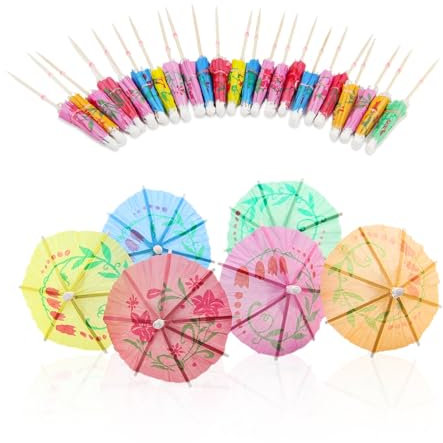 CYIOU 50pcs Stück Mini Cocktail Schirmchen Cocktail Zubehör Cocktail Party Dekorationen Sandwich Zubehör für Bars Hochzeit Geburtstag Hawaii Luau Party Supplies