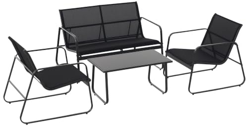 Outsunny 4-teiliges Gartenmöbel-Set Outdoor Patio-Sofa schwarz