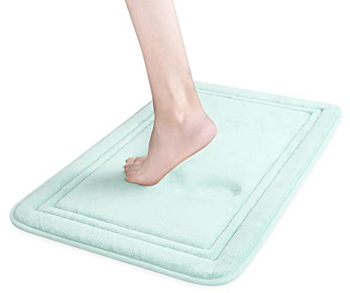 ITSOFT Badematte Memory Schaum; rutschfest, Superweich & Waschbar; Perfekt für Ihr Badezimmer (Spa Blau, 61x41 cm)