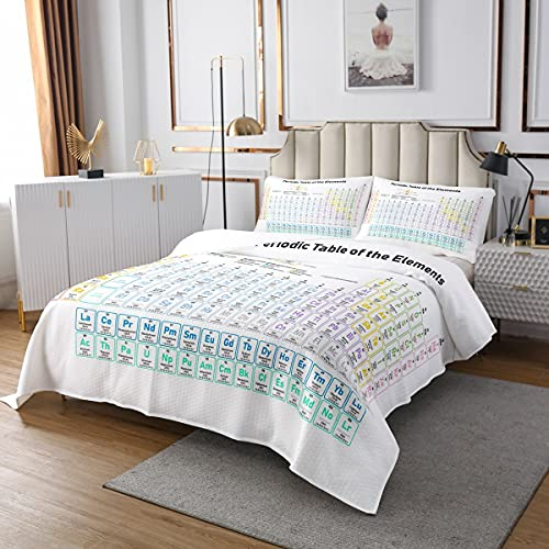 Homewish Chemie Bettdecke Set Periodensystem der Elemente Bettwäsche Set Chemische Wissenschaft Tagesdecke Studenten Schule Pädagogische Quilt College Wohnheim Dekor Mit 1 Kissenbezug 170x210