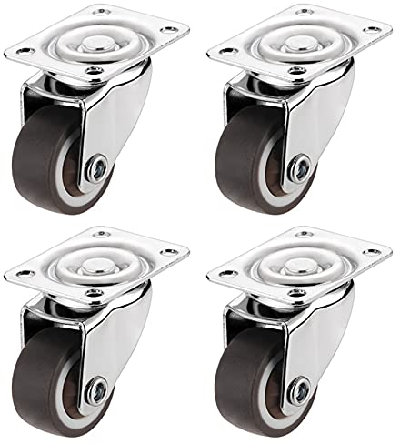 4 x Kleine Möbelrollen 38mm, Last 80 kg bewegliche Lenk Rollen ohne Bremse Hochleistungs-Lenkrollen für Möbel, mit Gummi-Hochleistungs 1.5in Rollen(Size:38mm/1.5in)