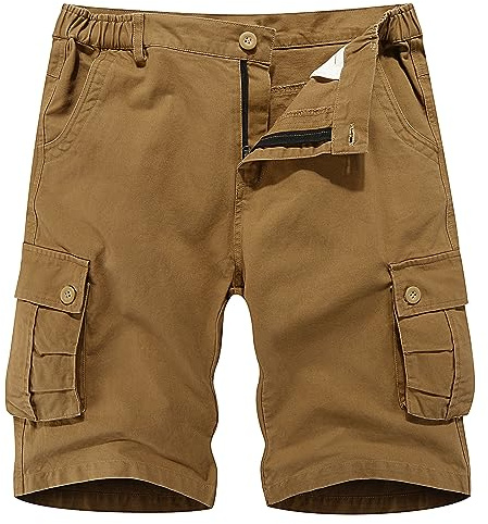 APTRO Mens Cargo Shorts Combat Casual Cotton Shorts with Multi Pockets Workwear Brown CS05 42
