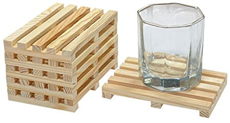 6 Stück unlackierte Holz-Mini-Paletten-Getränkeuntersetzer aus natürlichem Holz, Getränkeuntersetzer (8,1 x 11,9 x 1,3 cm)
