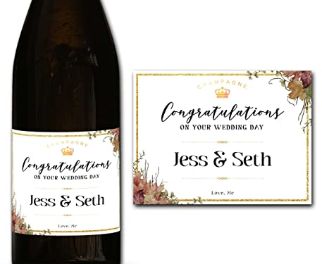 forefrontdesigns Personalised Champagne Bottle Label - Custom Champagne Label Bottle Sticker, Perfect for Weddings, Anniversaries, Birthdays & Gifts - Premium Customisable Prosecco Sticker
