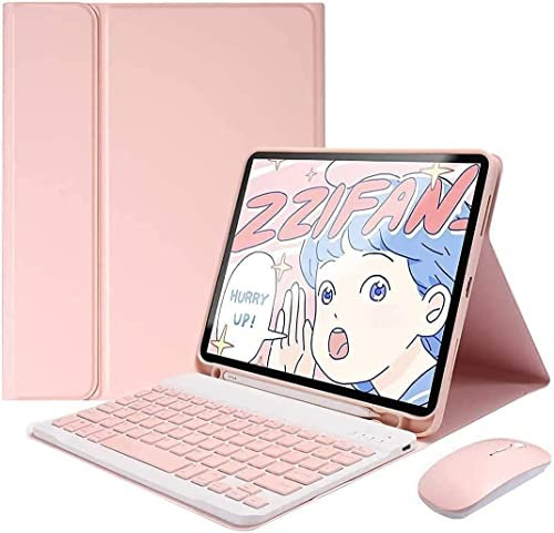 Keyboard Case with Mouse for iPad Air 11 Inch 2024/iPad Air 5th/4th Generation, Case for iPad Air6/Air 5/Air 4 with Keyboard, Candy Slim Detachable Magnetic Keyboard Case with Pencil Holder (Pink)