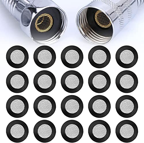 Siebdichtung mit Filternetz - Duschkopf Edelstahl Gummidichtring für Gartenschlauch, Wasserhahn 20mm - 20 PCS