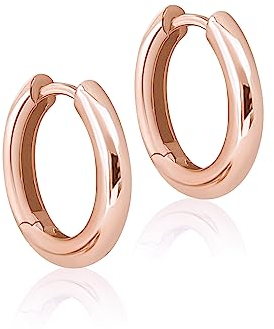 Mary & Jules Creolen Rosegold 925 Sterling Silber rosé vergoldet, goldene Ohrringe Damen aus recyceltem Silber, Klappcreolen, Damen Ohrringe, Echtschmuck Ohrstecker für Frauen und Mädchen