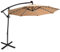 COSTWAY Parasol Déporté Professionnel 3M, Grand Parasol de Jardin Extérieur 32 LED Solaire avec Manivelle, Inclinable et Rotation à 360°, Base Croisée, pour Patio, Terrasse, Balcon (Beige)