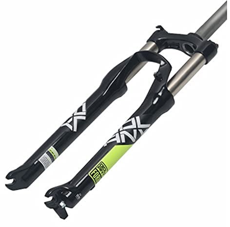 ZECHAO MTB Bicycle Suspension Fork, 24 Inch Manual Lockout Stroke 100mm Straight Tube Axis: 9mm Disc Brakes Bicycle Accessories Accessories (Color : Dark green, Size : 24inch)