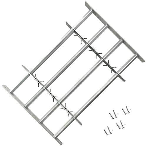 Homgoday Grille de fenêtre réglable - Vis de sécurité extensible - Grille anti-effraction avec 4 barres transversales - 1000-1500 mm