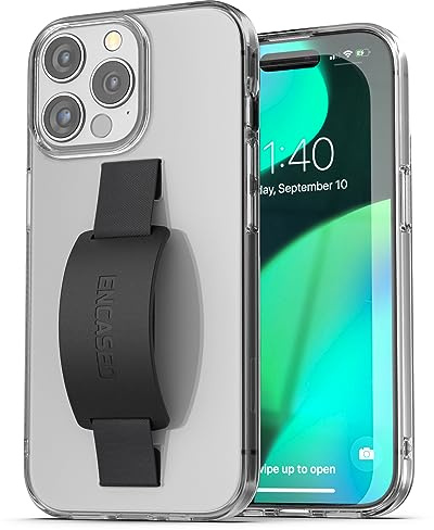 ENCASED Finger Loop Case, Designed for iPhone 15 Pro Max (2023) Hand Strap Grip Cover with Soft-Touch Silicone Phone Holder (Crystal Clear)