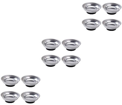 MILISTEN 12 Stück 3 Nussschalen Magnetische Teileplatten Serviertablett Aus Metall Kleinteileschale Magnetische Tabletts Aus Edelstahl Serviertablett Rund Rostfreier Stahl Halterung