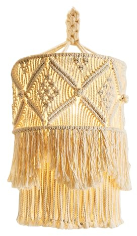 Kopinma Abat-jour en macramé en corde de coton naturel, abat-jour bohème, décoration charmante pour salon, chambre à coucher et chambre de