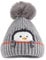 MASOCIO Wintermütze Baby Mütze Junge Mädchen Winter Herbst Warme Kinder Babymütze mit Bommel Kindermützen Strickmütze 2 Fleece Beanie Hat 1-3 Jahr Grau