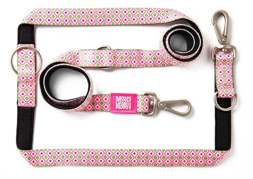 Max & Molly Multifunktions Hundeleine 2m mit 2 Karabinern, Retro Pink/M Umhängeleine Gepolstert, Sicher & Flexibel - Komfort für deinen treuen Begleiter
