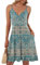 AUSELILY Strandkleid Damen Kurz Leicht Und Luftig Sommer Strandkleider Freizeitkleid Wickelkleid Sexy Träger Trägerkleid mit Taschen（Boho Floral Grün,S
