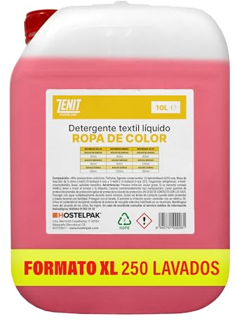 Hostelpak | 10L - Detergente líquido Ropa de Color, Lavandería profesional, Detergente ropa clásico, Detergente para el lavado de ropa
